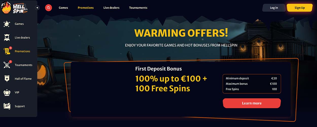 HellSpin casino match bonuses for DE