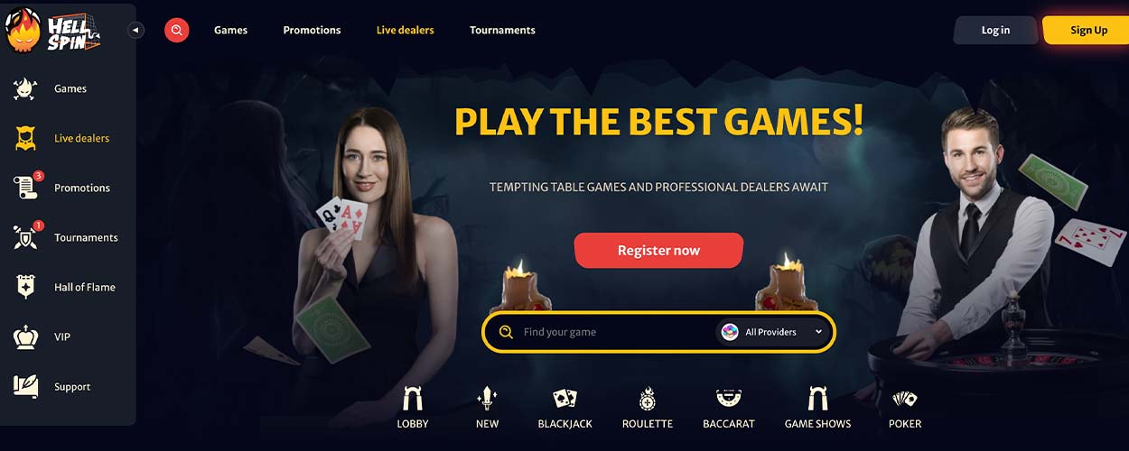 HellSpin Casino - live games for DE