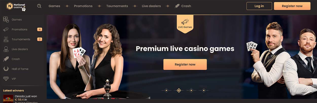 NationalCasino DE online gambling site home page