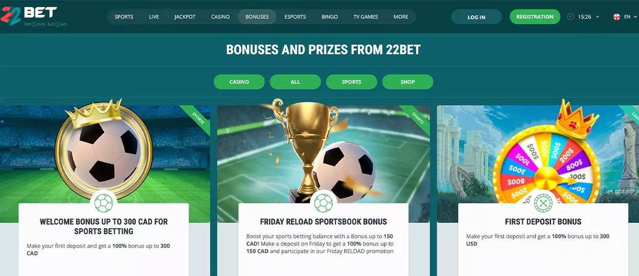 22Bet bonuses, promotions and bonus codes