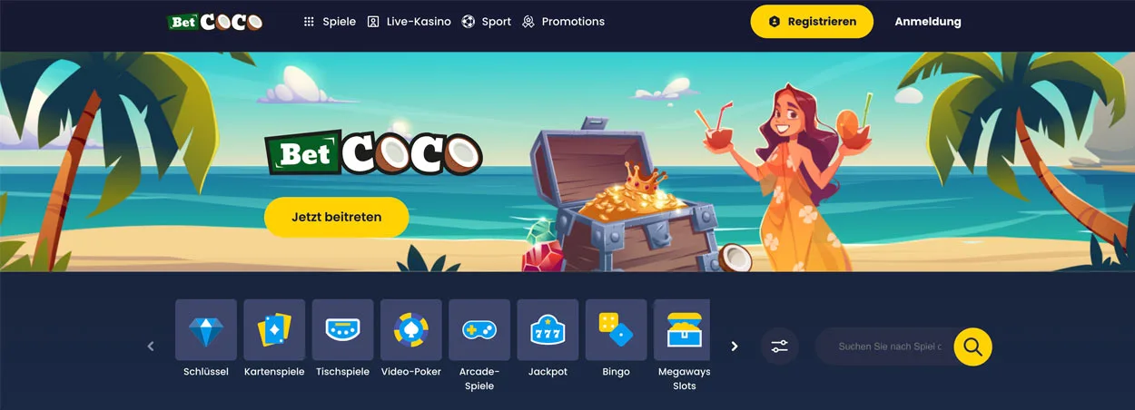 Betcoco Casino DE online gambling site home page